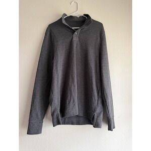 Urban‎ Pipeline Mens Sweater Blue Size L Gray Button Mock Neck